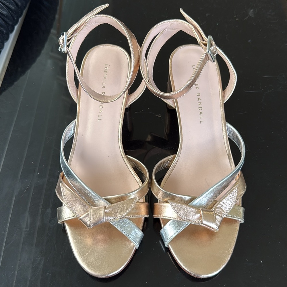 Loeffler Randall Anny Sandal Heel Multi Rose Gold Silver Bow Knot 7 - Picture 2 of 7